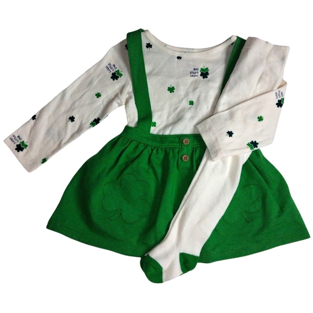Carter's Lucky Little One 18‎ Mos Baby Girl Outfit 3pc Tights Dress St Patricks